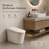 WC intelligent monobloc carré en céramique avec bidet et télécommande, couleur personnalisée OEM/ODM, S-Trap/P-Trap, pour projets hôteliers
