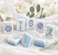 Plaque acrylique multicouche motif lotus bleu doux, imprimé poisson koï, patte de tigre, fleurs, accessoire pliable pour soirée de mahjong