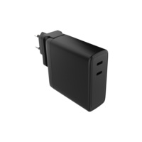 Cargador Rápido GaN de 140w con Diseño Compacto de Bordes Curvos, Doble USB-C, para Teléfono/Reloj/Altavoz Pequeño, etc.