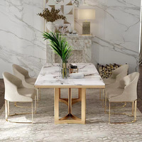 Plateau en verre blanc royal petite table à manger en marbre 10 places chaises et tables à manger table à manger 12 places