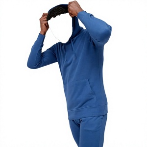 Chándal Azul con Capucha para Hombre, Manga Larga, Color Sólido, Ropa Casual con Bolsillos Laterales, Corte Regular, Invierno, 100% Algodón, Ligero - Product Image 6