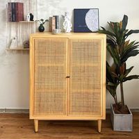 Armoire en rotin japonais, buffet rustique pastoral, armoire de rangement minimaliste rétro pour chaussures, pour la maison, le salon