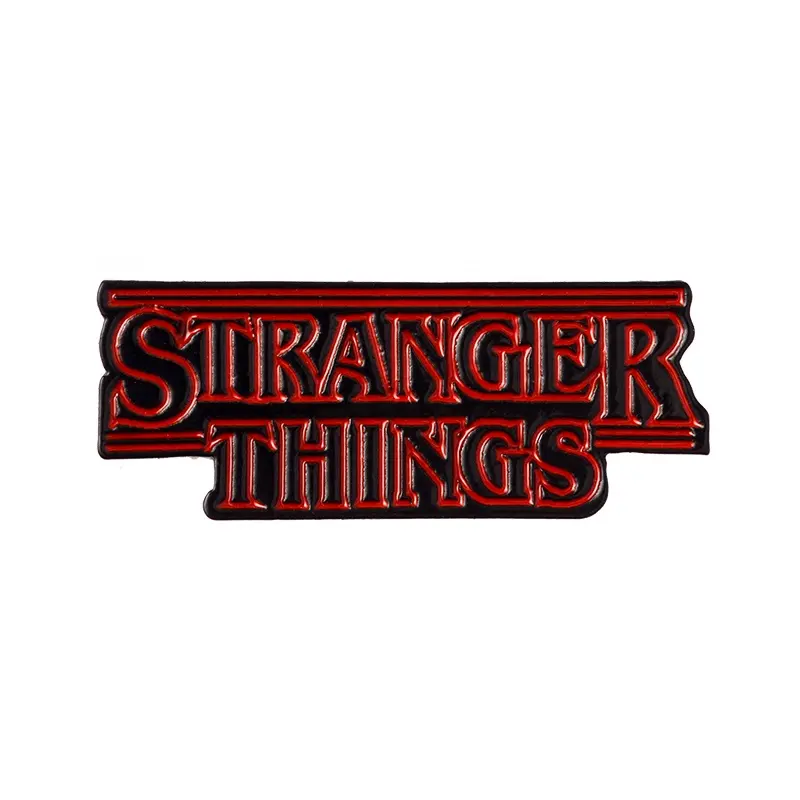Retro Red Black Stranger Things Fashionable Funny Vintage Banner Quote Enamel Brooches Pins For Backpack Coat Sweater Enamel Pin