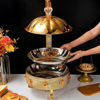 Luxuriöses 8L Gold Edelstahl Chafing Dish Buffet-Set mit Hängedeckel Buffet-Speisenwärmer für Hotel Restaurant Buffet