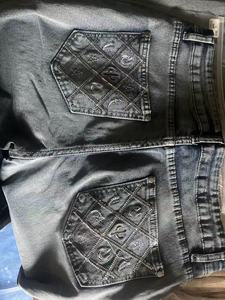 Vaqueros acampanados de tiro medio con bordado de estrella y bolsillo, estilo <span class=keywords><strong>vaquero</strong></span> casual, desgastados, de mezclilla del Suroeste - Product Image 4