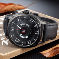 Montre classique NS Never Stop N918 avec aiguilles lumineuses, bracelet en cuir, étanche, affichage de la date, montre à quartz pour homme, Reloj Para Hombre