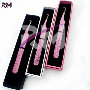 Pinzas Profesionales para Pestañas de Acero Inoxidable, Diseño Plateado con Punta Brillante, Logotipo Personalizado, Pinzas con Recubrimiento Rosa/Papel, Empaque en Caja de Cartón - Product Image 2
