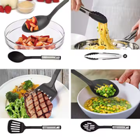 Set peralatan memasak dapur baja tahan karat dan silikon, 42 buah gadget silikon dan Kit alat dapur