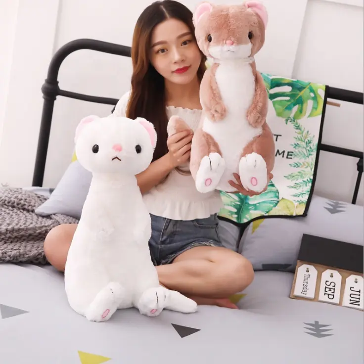 Kawaii gelincik peluş oyuncak Mustela Putorius Furo dev dolması hayvan oyuncaklar yumuşak bebek şeyler ücretsiz hediye gelincik oyuncaklar