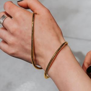 Modernas Pulseras de Acero Inoxidable 18K con Baño de Oro, Resistentes al Deslustre y al Agua, Joyería de Moda para Mujer - Product Image 3