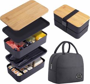 Promotional Lunch Box Food Grade Bento Box <b>for</b> Children and Adults PP Double Layer Lunch Box with Lunch Bag with Custom logo - Product Image 5