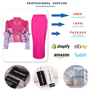 S10862 Conjuntos de Ropa Africana de Lujo para <span class=keywords><strong>Mujer</strong></span>, Top Bordado con Lentejuelas y Falda, Conjunto de Dos Piezas, Vestido de Noche con Cinturón - Product Image 3