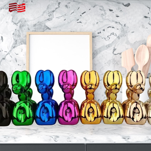 2025 moda resina globo perro escultura multicolor Metal Animal arte decoración, efecto espejo (10cm-30cm) - Product Image 2