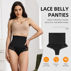 Mutandine modellanti a vita alta da donna all'ingrosso, perizoma per il controllo della pancia con lacci, biancheria intima modellante corpo traspirante senza cuciture - Product Image 3