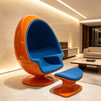 Fauteuil œuf moderne individuel en tissu et coque en fibre de verre pour salon, chambre, coin lecture, hôtel