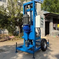 Foreuse de puits d'eau semi-hydraulique rotative électrique, mobile à gros pneus, pour forage de petits trous, profondeur max. 120 m