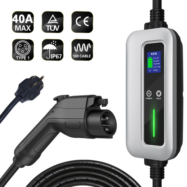 Level 2 32A 40A EV Charger with Nema Plug Level 2 9.6kW Car Charger Portable EV Charger