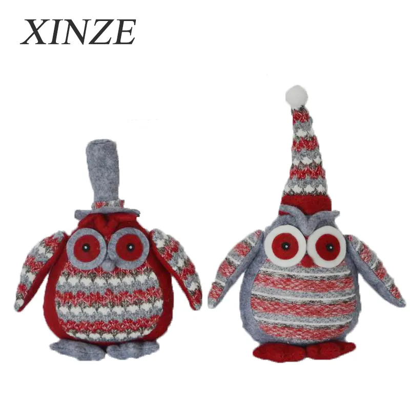 Muñecos de peluche de Navidad para bebé, búho de peluche rojo de ganchillo, regalo de Navidad para bebé