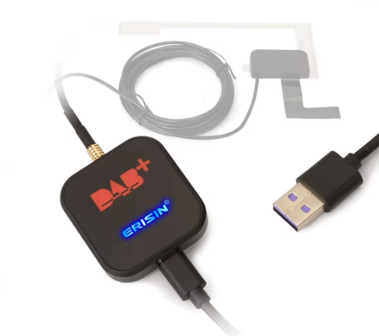 Erisin DAB Box ES384 External DAB+ Antenna Module Adapter 1 Year Illuminated Logo for Android Car Radio Stereo Autoradio Europe