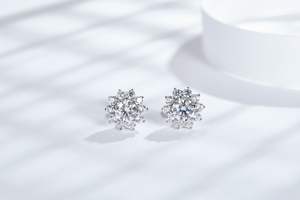 Pendientes de Plata con Moissanita Blanca VVS1, Redondos de 5mm, 0.5ct, Modernos - Product Image 5