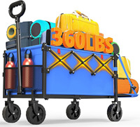 Chariot de courses pliable compact et portable, multifonctionnel, adapté aux courses, au camping, à la plage, au jardin et aux sports, 180L