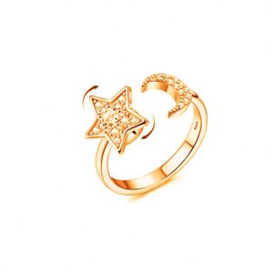 แหวนหมุน Spinner CZ Star Moon Fidget Ring เครื่องประดับเงินแท้ 925 ปรับขนาดได้ หมุนได้ สำหรับผู้หญิง ช่วยลดความวิตกกังวล - Product Image 6