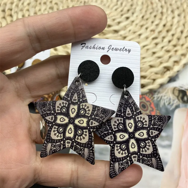 Boucles d'oreilles pendantes en bois multicolore africain léger, prix d'usine bon marché