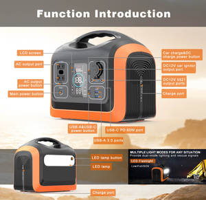 Banco de Baterías Lifepo4 de 600w para Camping y Actividades al Aire Libre, Kit de Estación de Energía Portátil, Generador Solar de 500w con Panel, Conjunto Completo - Product Image 2