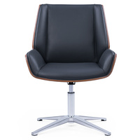 Chaise de bureau ergonomique classique en cuir écologique noir, inclinable, pour le bureau et la salle de classe