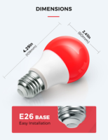 Ampoule LED sans lumière bleue à changement de couleur 3 tons (1600K, 625~630 nm) rouge, favorisant le sommeil sain, culot E26 E27 B22, 5W 7W 9W