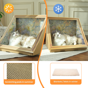 Cuccia per Gatti di Lusso Personalizzata, Design Moderno per Interni, Stile Vintage Pittura a Olio, Semi-Chiusa, Resistente, Ecologica, con Tiragraffi in Cartone - Product Image 4