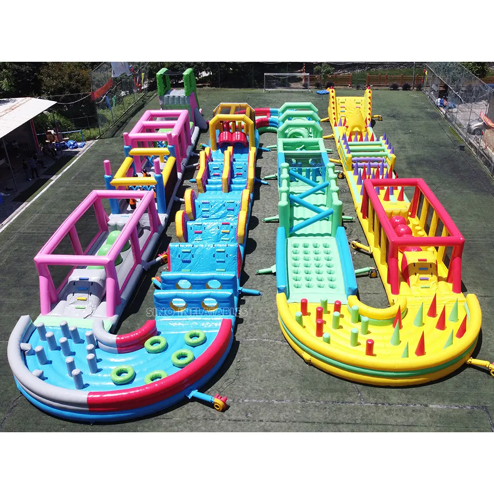 190m long adults large inflatable obstacle course for boot camp inflatable park from China inflatable factory