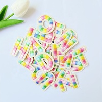 Patchs de vêtement à la mode Top qualité 3 M bâton de colle sur le support 3D gonflé arc-en-ciel couleur broderie Alphabet anglais lettre patchs