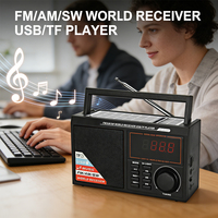 Radio Portátil de Plástico con USB/TF, Altavoz Integrado, Pantalla LED, Batería de 1001-1500mAh, Perilla de Sintonización Grande, Ideal para Regalo