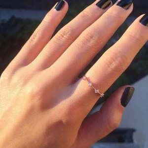 <span class=keywords><strong>Anello</strong></span> Sottile in Oro 14K con Cristallo di <span class=keywords><strong>Ametista</strong></span> e Diamante, <span class=keywords><strong>Anello</strong></span> con Cluster di Diamanti - Product Image 3