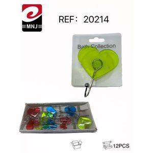 Ganci a ventosa a forma di cuore, 12 pezzi, collezione da bagno, ganci da parete colorati per doccia e bagno - Product Image 3