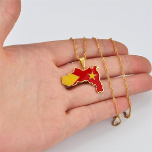 Stainless Steel Ethiopia <strong>Tigray</strong> Region <strong>Map</strong> Flag Pendant <strong>Necklace</strong> Ethiopian Jewelry - Product Image 4
