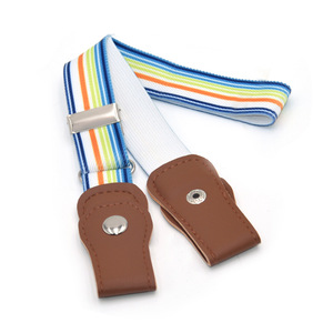 <span class=keywords><strong>Ceinture</strong></span> en toile élastique pour enfants, mode pour hommes et femmes, avec bouton en PU, <span class=keywords><strong>sans</strong></span> <span class=keywords><strong>boucle</strong></span> ajustable, extensible - Product Image 4
