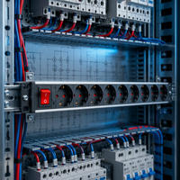 Barre d'alimentation Schuko 9 prises, montage en rack, PDU avec double interrupteur, 220V 16A AC, modèle en alliage d'aluminium DFES-61