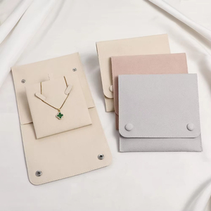 Bolsa de Joyería Ecológica de Lujo con Logotipo Personalizado, Diseño de Cierre a Presión de Microfibra para Exhibición de Collares y Empaque de Regalos - Product Image 3
