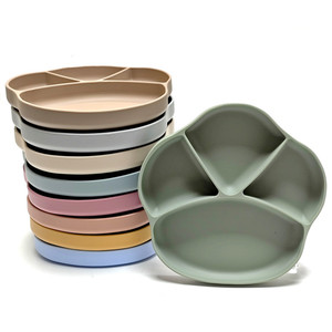 Assiette en silicone pour enfants avec ventouse et compartiment intégré pour bol de nourriture pour bébé, articles pour bébés - Product Image 1