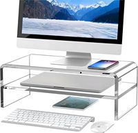 Support d'écran moderne pliable en acrylique, double couche, transparent, pour ordinateur, organisateur de bureau amovible