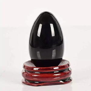 Huevo de Obsidiana Negra Natural, Piedra Semipreciosa, Adorno Decorativo Pulido, Pieza de Exhibición - Product Image 1