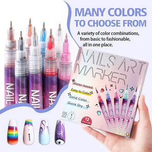 Rotulador Acrílico para Decoración de Uñas, 12 Colores, Doble Punta 0.5/0.7mm, Secado Rápido, Colores Pastel - Product Image 3