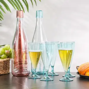 Alta qualità vendita calda 150ml rosa blu tazze per il succo di nozze festa di nozze Picnic monouso Champagne flute di plastica calice di vino