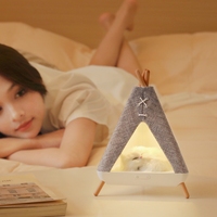 Lampe de table portable en forme de tente, mignonne, rechargeable, petite, moderne, décoration créative pour la maison, lampe de chevet USB LED.