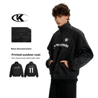 Veste coupe-vent à col montant pour homme 11KN, fermeture éclair, veste de survêtement noire, impression personnalisée, numéro, streetwear, vente en gros