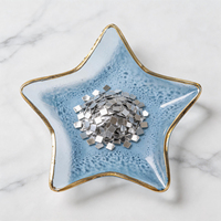 Assiette en verre soufflé à la main, sans plomb, écologique, de luxe nordique, en forme d'étoile, avec bord doré texturé, pentagramme, pour desserts et bonbons