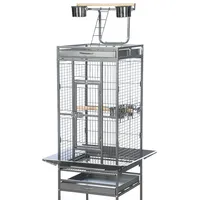 Usine directement vente grand espace perroquet en fer noir canari perruche cage à oiseaux pour animaux de compagnie avec roues