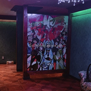 Gran Biombo de Vidrio Artístico Tiffany con Diseño de Catedral para Sala de Estar, Bar y KTV - Product Image 3